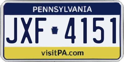 PA license plate JXF4151