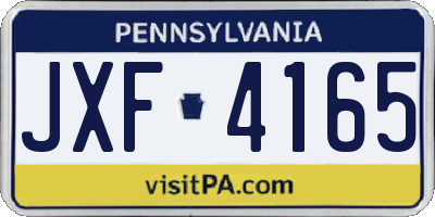 PA license plate JXF4165
