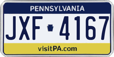 PA license plate JXF4167