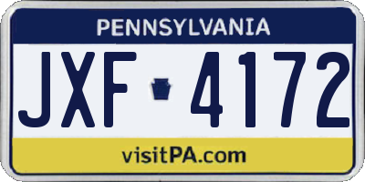 PA license plate JXF4172