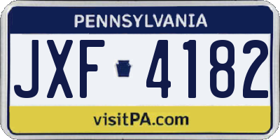 PA license plate JXF4182