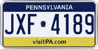 PA license plate JXF4189