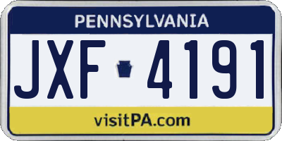 PA license plate JXF4191