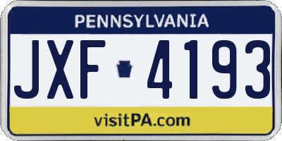 PA license plate JXF4193
