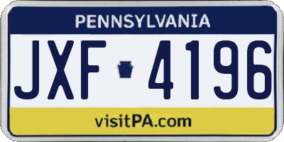 PA license plate JXF4196