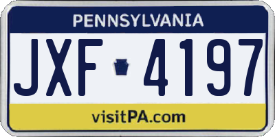 PA license plate JXF4197