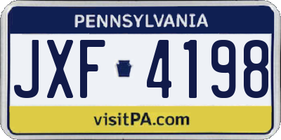 PA license plate JXF4198