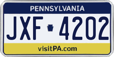 PA license plate JXF4202