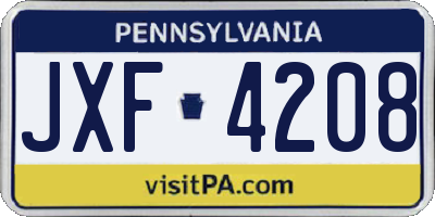 PA license plate JXF4208