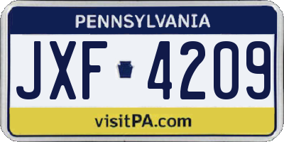 PA license plate JXF4209