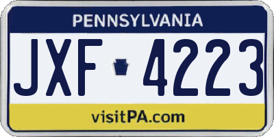 PA license plate JXF4223