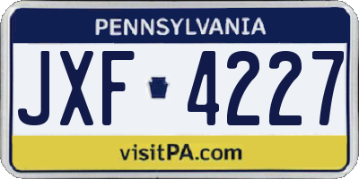PA license plate JXF4227