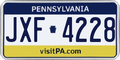 PA license plate JXF4228