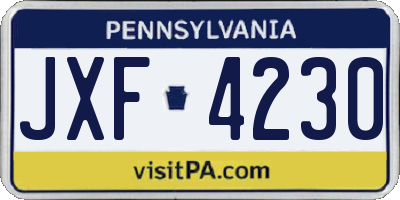 PA license plate JXF4230