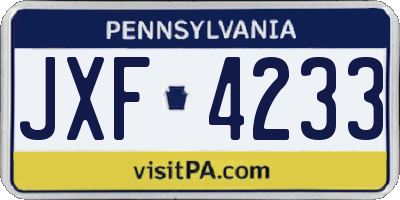 PA license plate JXF4233