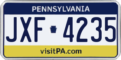 PA license plate JXF4235