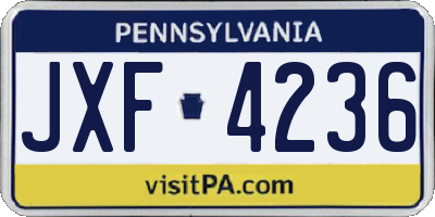 PA license plate JXF4236