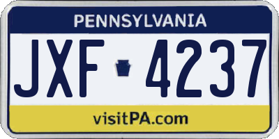 PA license plate JXF4237