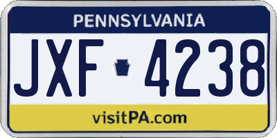 PA license plate JXF4238