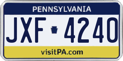 PA license plate JXF4240