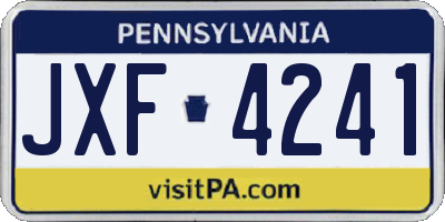 PA license plate JXF4241