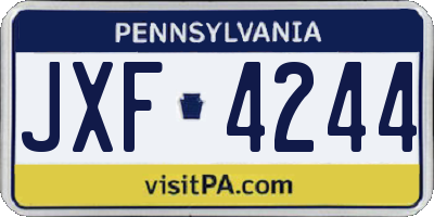PA license plate JXF4244