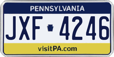 PA license plate JXF4246