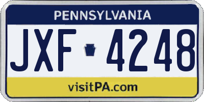 PA license plate JXF4248