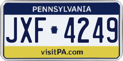 PA license plate JXF4249