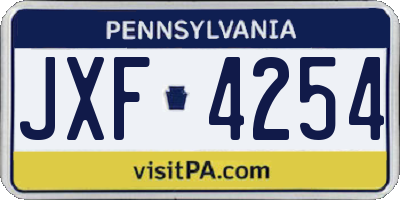 PA license plate JXF4254
