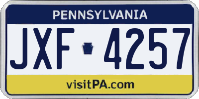 PA license plate JXF4257