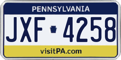 PA license plate JXF4258