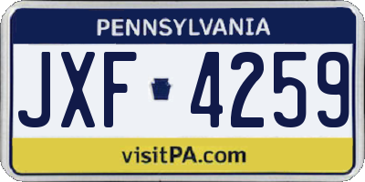 PA license plate JXF4259