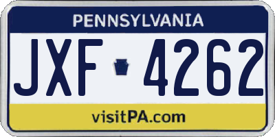PA license plate JXF4262