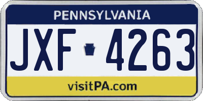 PA license plate JXF4263