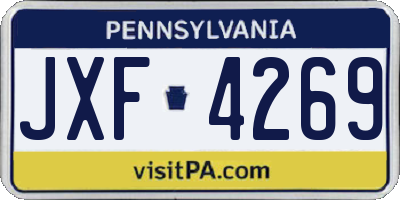 PA license plate JXF4269