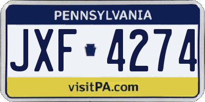 PA license plate JXF4274