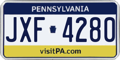 PA license plate JXF4280