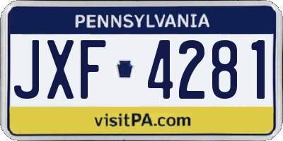 PA license plate JXF4281