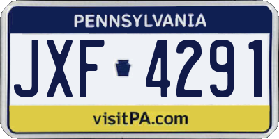 PA license plate JXF4291