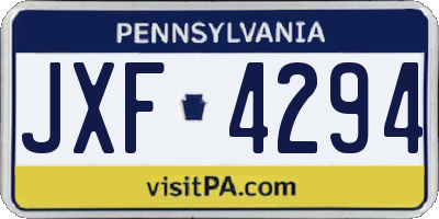 PA license plate JXF4294