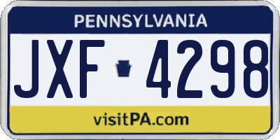 PA license plate JXF4298