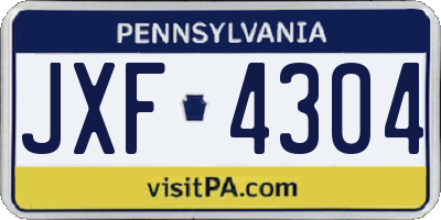 PA license plate JXF4304