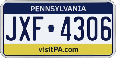 PA license plate JXF4306