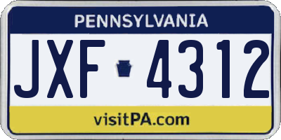 PA license plate JXF4312