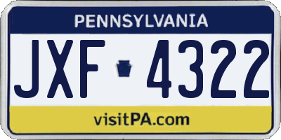 PA license plate JXF4322