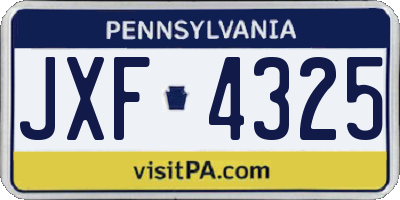 PA license plate JXF4325