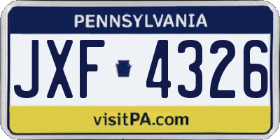 PA license plate JXF4326