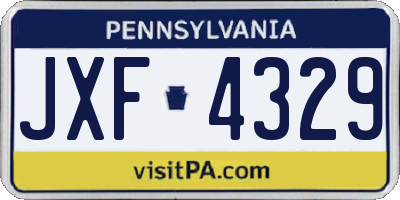 PA license plate JXF4329