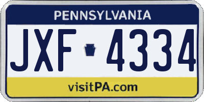 PA license plate JXF4334